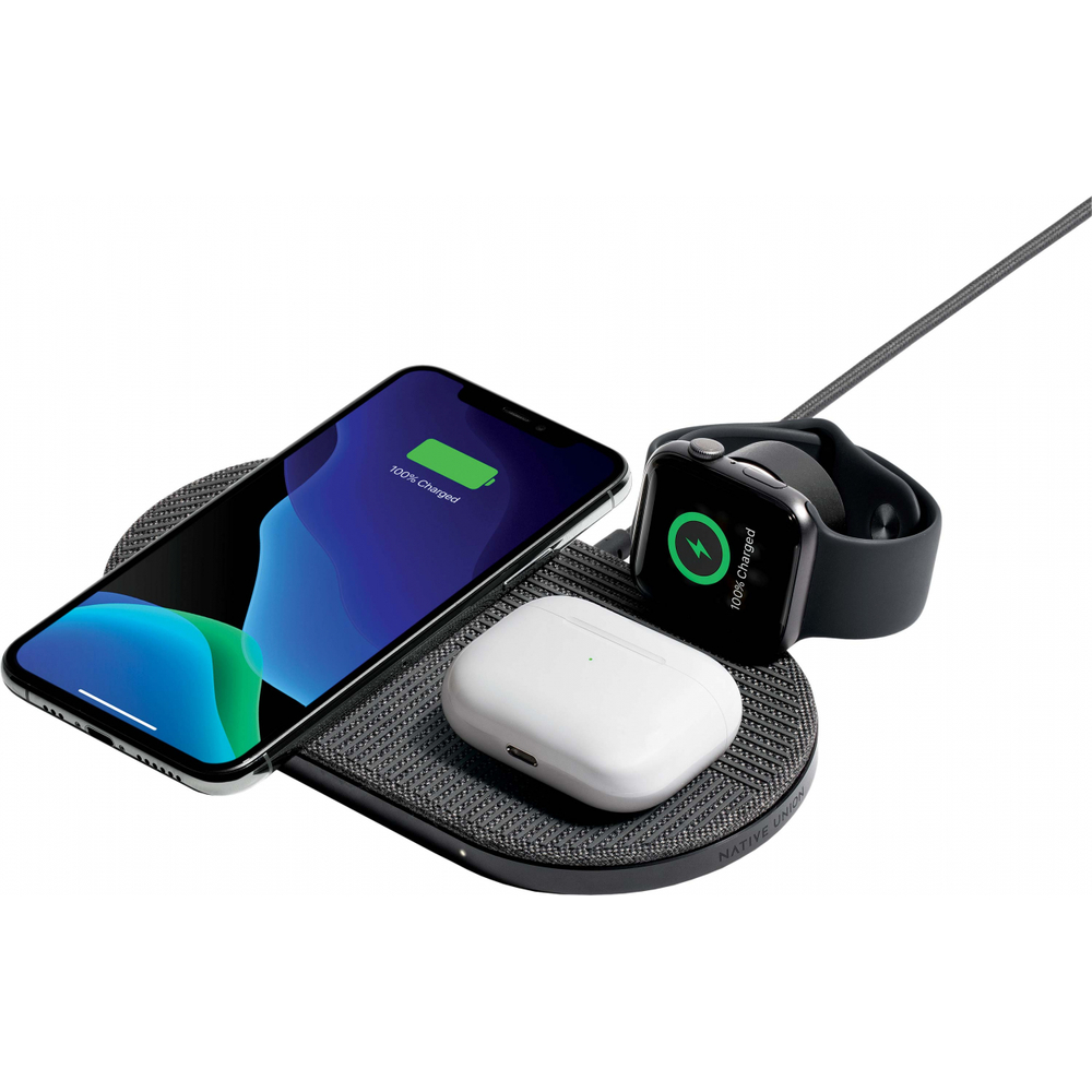 DROP XL БЗУ для Apple Watch стандарта Qi, мощность 10W, с кабелем 2м, цвет: серый